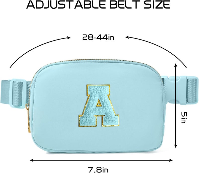 Gitus Gifts for 8 9 10 11 12 Year Old Girls Belt Bag Fanny Pack Crossbody Bags with Initial Letter Patch Cute Stuff Birthday Gifts for Teen Girls Women Personalized Trend Stuff (Icing Blue-A) - Image 3
